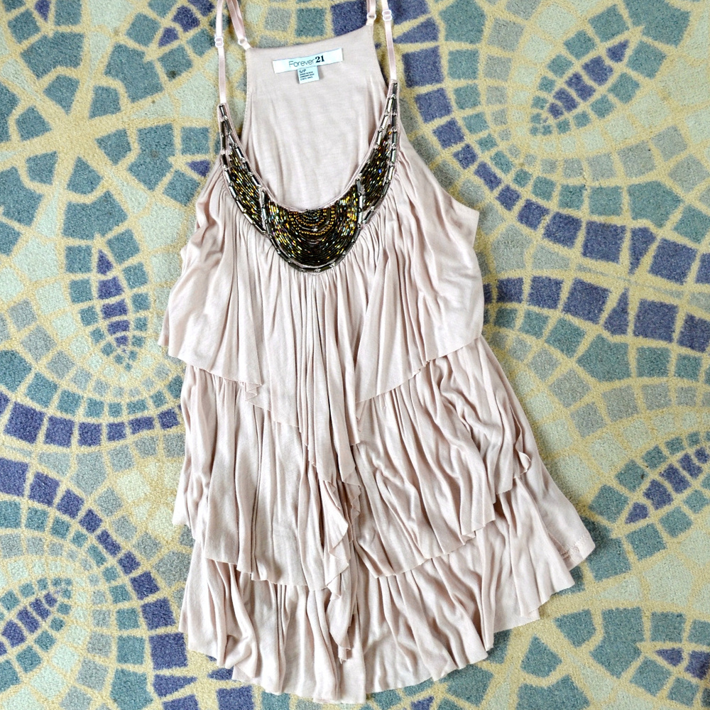 Forever 21 Beaded Ruffle Tank Size XS